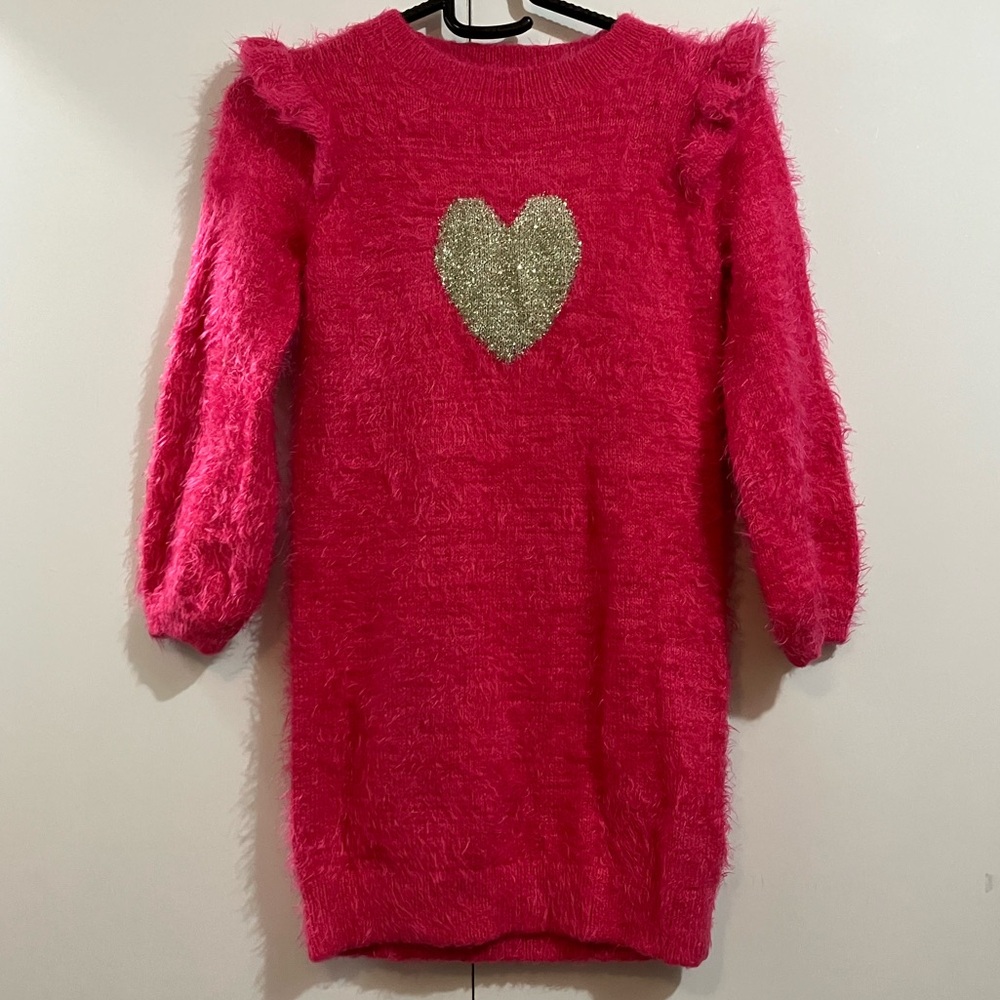 Cat & Jack Pink Fuzzy Sweater with Heart